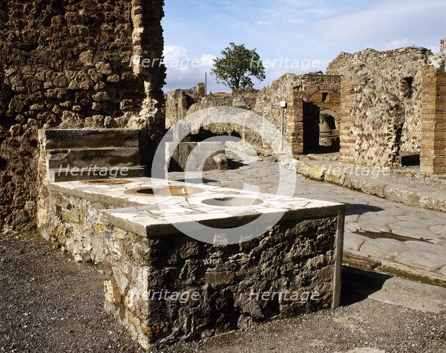 Thermopolium on Via Consolare, Pompeii, Campania, Italy, 2002. Creator: LTL.