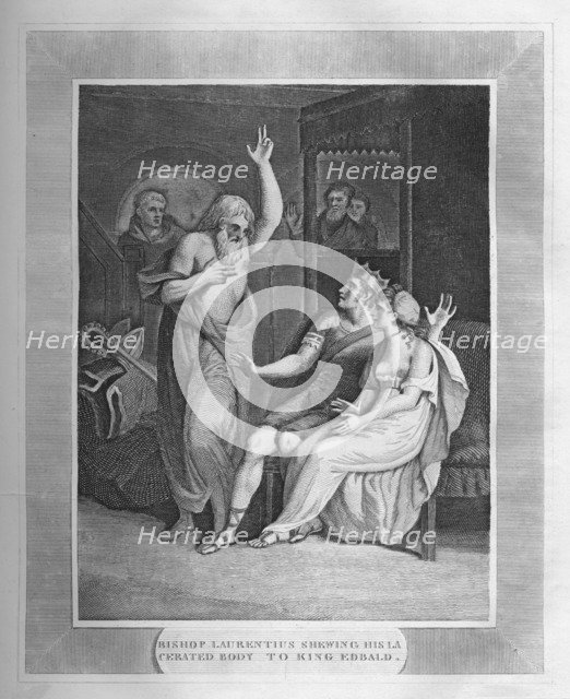 'Bishop Laurentius Shewing His Cerated Body To King Edbald', 1838. Artist: Unknown.