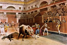 Bullfight in the Plaza Mayor of Madrid, lithography by Blanchard.