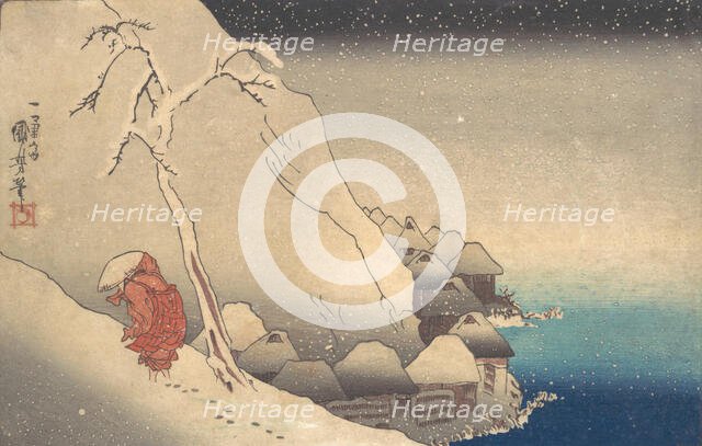 Travelling in a Snowstorm, ca. 1830. Creator: Utagawa Kuniyoshi.