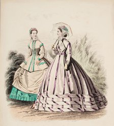 Fashion Plate - Petit Courrier des Dames 'Modes de Paris', 1866. Creator: Gilquin fils.