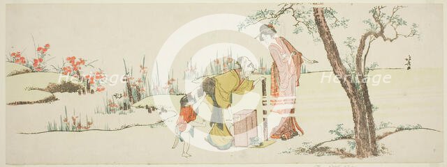 Making paper cords for tying hair, Japan, c. 1801/18. Creator: Hokusai.
