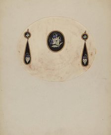 Brooch and Earrings, c. 1936. Creator: G.A. Ayers.