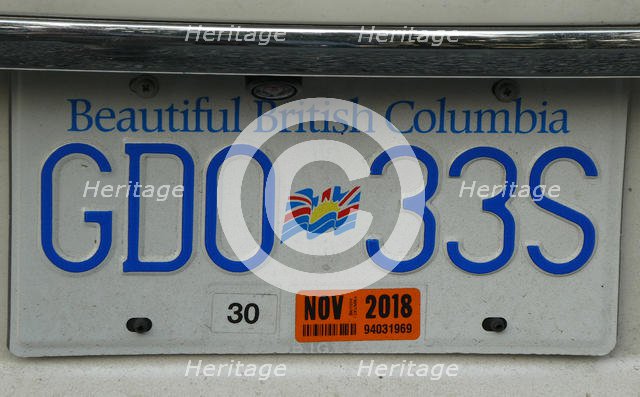 Car Registration plate, British Columbia, Canada. Creator: Unknown.