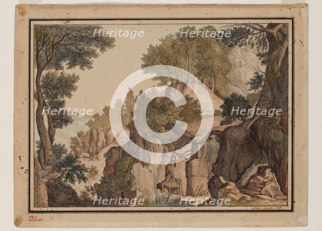 Fantastic Landscape with a Hermit, 1793. Creator: Felix Cavalli.