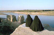 Two Iraqi women at Bash Tapia Castle, Mosul, Iraq, 1977.