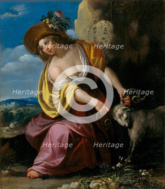 Young woman holding a ram, First Half of 17th cen. Creator: Bijlert (Bylert), Jan, van (1598-1671).