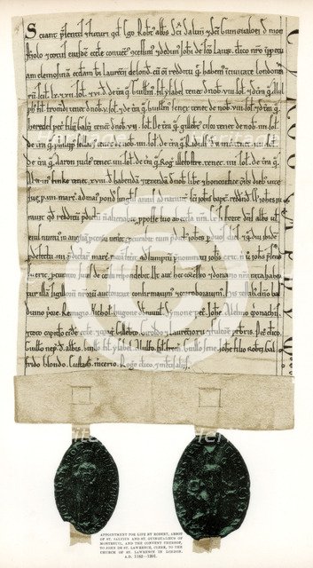 Title deed for properties surrounding the Guildhall, City of London, c1182-1201 (1886). Artist: Unknown