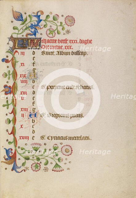 March Calendar Page; Book of Hours, after 1460. Creator: Unknown.