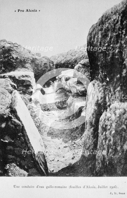 Gallo-Roman water pipeline, excavations of Alesia, July 1906. Artist: Unknown