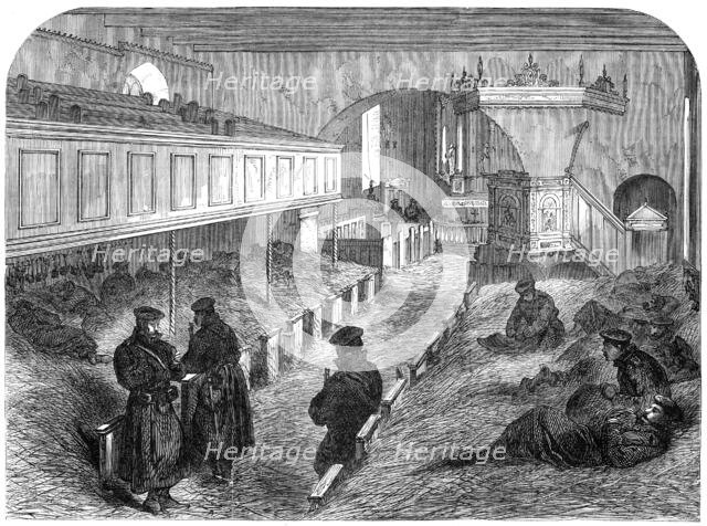 The War in Denmark: interior of West Düppel Church, used by Prussian soldiers as a dormitory, 1864. Creator: Unknown.