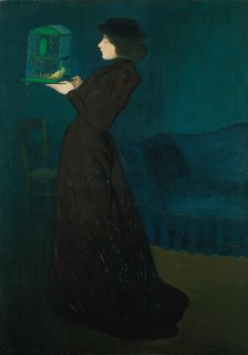 Woman with a Birdcage, 1892. Creator: Rippl-Rónai, József (1861-1927).