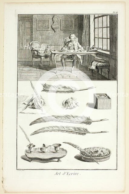 Art of Writing, from Encyclopédie, 1760. Creator: Benoit-Louis Prevost.