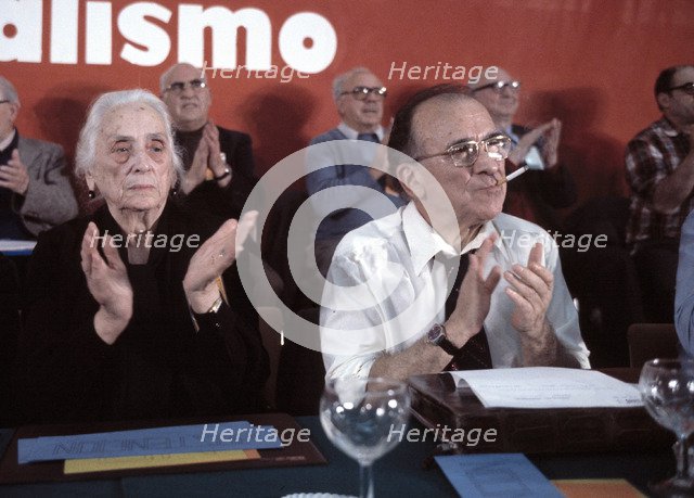 Dolores Ibarruri Gomez 'The Passiflora' (1895-1989) and Santiago Carrillo Solares (1915 -), Spani…