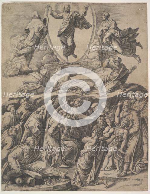 The Transfiguration of Christ who appears upper centre, below him various figures inclu..., 1530-60. Creator: Master of the Die.