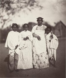 Femme Malgache et Ses Enfants (Madagascan Woman and Her Children) (Plate 3), 1863. Creator: Désiré Charnay.