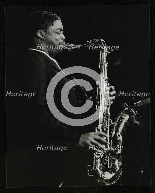 Courtney Pine playing tenor saxophone at the Forum Theatre, Hatfield, Hertfordshire, 8 April 1987. Artist: Denis Williams