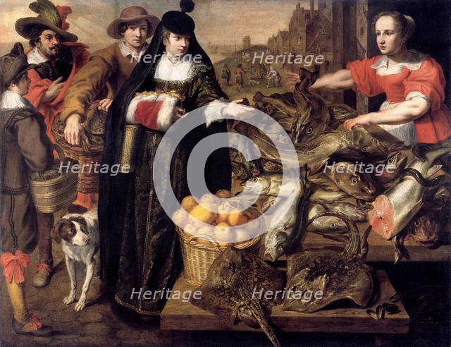 A lady at the fish market in Antwerp, 1630-1640. Creator: Utrecht, Adriaen van (1599-1652).