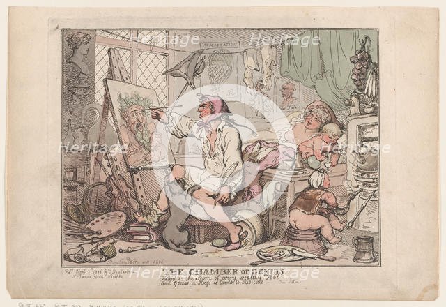 The Chamber of Genius, April 2, 1806., April 2, 1806. Creator: Thomas Rowlandson.