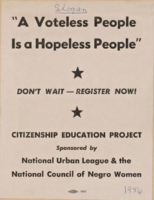 Flyer promoting the Citizenship Education Project, 1956. Creator: Unknown.