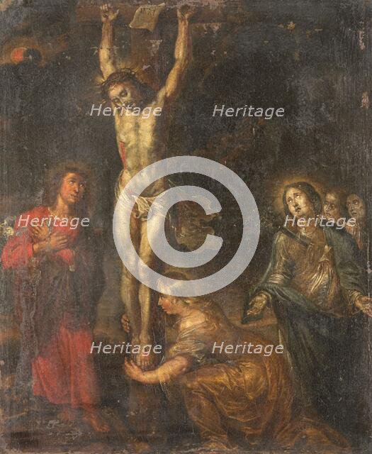 Christ on the Cross, with the Mother of Sorrows and Saints John the Evangelist and Mary..., c.1630. Creator: Anon.
