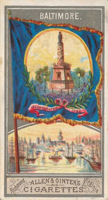 Baltimore, from the City Flags series (N6) for Allen & Ginter Cigarettes Brands, 1887. Creator: Allen & Ginter.