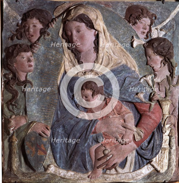 Madonna with Child and Angels', by Agostino di Duccio Agostino.