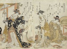 Courtesans. From the album New Beauties of the Yoshiwara in the Mirror of their Own Script , 1784.