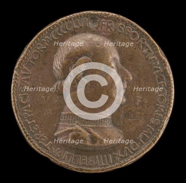 Francesco I Sforza, 1401-1466, 4th Duke of Milan 1450 [obverse], 1456. Creator: Gianfrancesco Enzola.