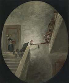 The distribution of milk at Saint-Lazare prison, ca 1794. Artist: Robert, Hubert (1733-1808)