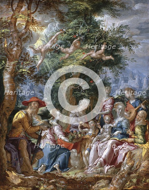 The Holy Family with Saints and Angels. Artist: Wtewael, Joachim (1566-1638)