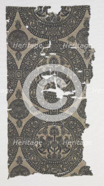 Fragments with Griffins in Roundels, 1100s. Creator: Unknown.