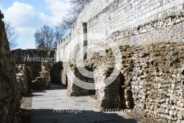 Roman and Medieval City Wall, York, 20th century. Artist: CM Dixon.
