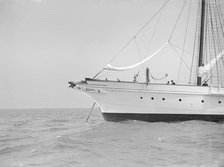 Clementina's Bow showing collision damage and loss of bowsprit, 1913. Creator: Kirk & Sons of Cowes.