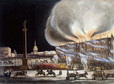 Fire in the Winter Palace in December 1837, (1838).  Creator: Green, Benjamin Richard (1808-1876).