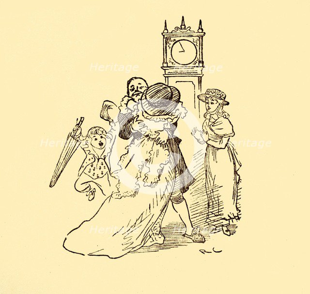 John Gilpin is reunited with his wife and children, 1878, (c1918).  Creator: Randolph Caldecott.