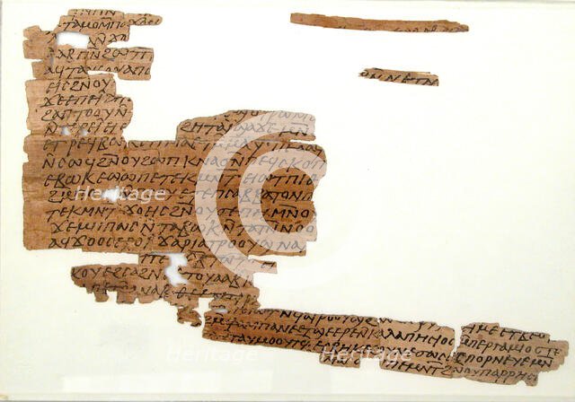 Papyrus Fragment of a Letter and Grain Account, Coptic, 580-640. Creator: Unknown.