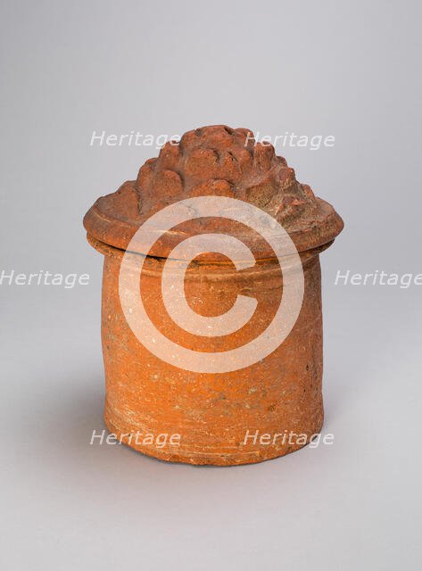 Cylindrical Jar with Mountain-Shaped Lid, Western Han dynasty (206 B.C.-A.D. 9). Creator: Unknown.