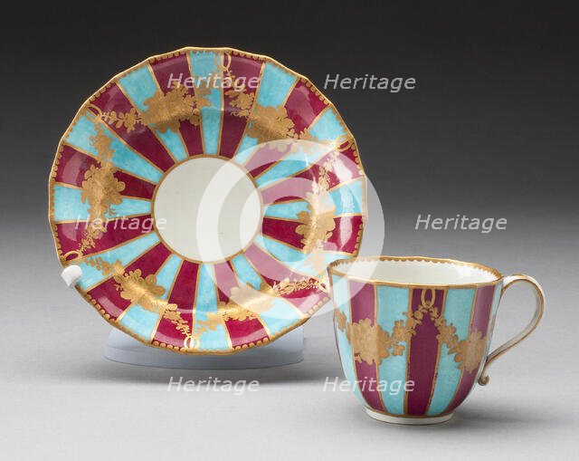 Cup and Saucer, Worcester, c. 1770. Creator: Royal Worcester.