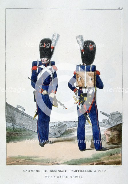 Uniform of a regiment of foot artillery of the royal guard, France, 1823.  Artist: Charles Etienne Pierre Motte