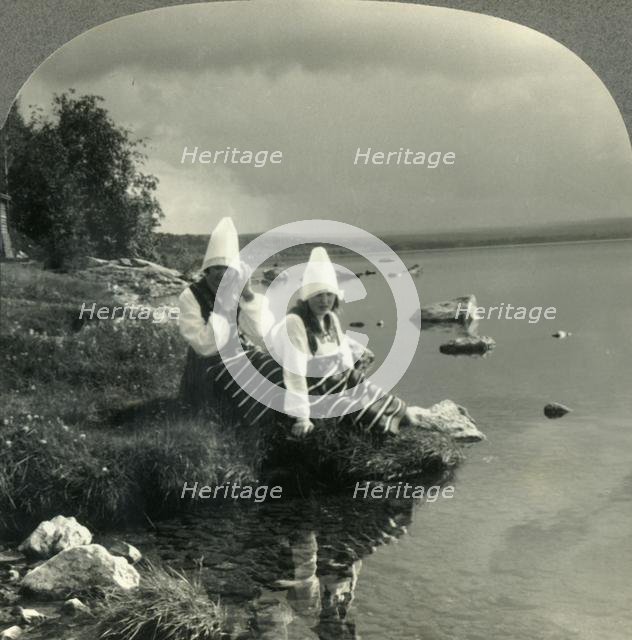 'Lake Siljan Mirrors the Past in the Life of the Present. Rattvik Costumes in Dalecarlia, Sweden', c Creator: Unknown.