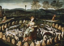 'St Genevieve gardant ses moutons' ('St Genevieve watching her Flock'), 16th century. Artist: Anon