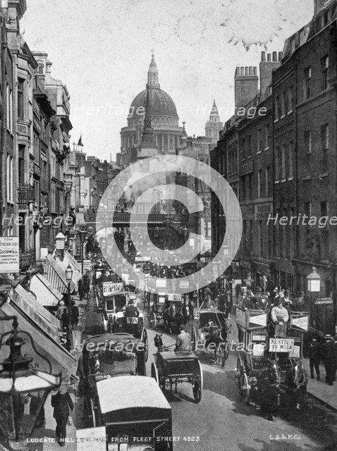Ludgate Hill and Circus from Fleet Street, London. Artist: Unknown