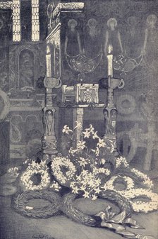 'The Cinerary Casket of G. F. Watts, R.A. Compton Mortuary Chapel, Thursday, 7 July, 1904', c1904. Artist: Winifred Cooper.