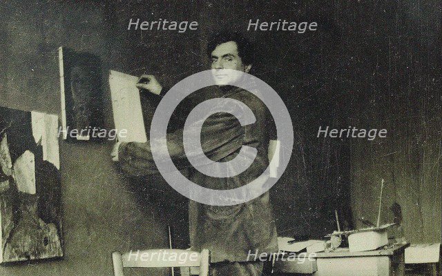 Amedeo Modigliani in his studio, 1910s.