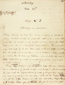 The first page of Volume 2 of the manuscript of "Shirley", c1849.  Creator: Charlotte Bronte.