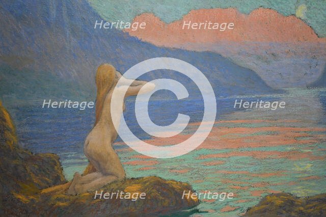 Sirène renversée soufflant dans une conque. Creator: Auburtin, Jean Francis (1866-1930).