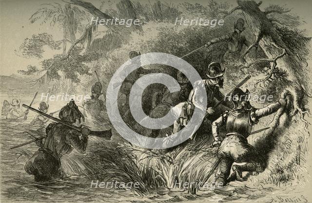 'Frenchmen Proceeding to Attack the Spanish Fort on the St. Johns', (1877). Creator: Albert Bobbett.