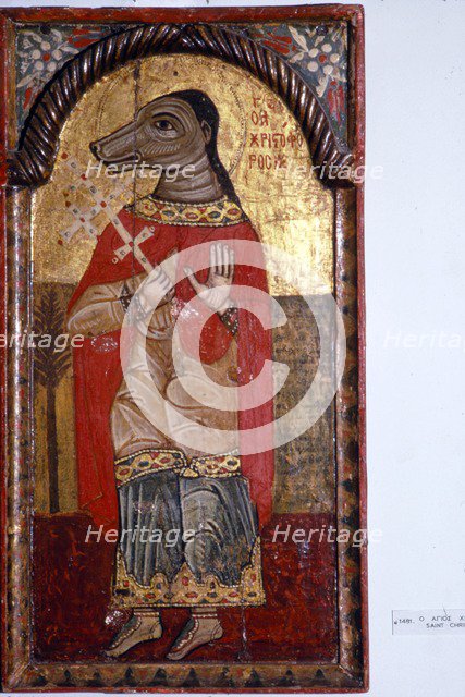St Christopher with a Dog's Head, Byzantine Icon, 1685. Artist: Unknown.