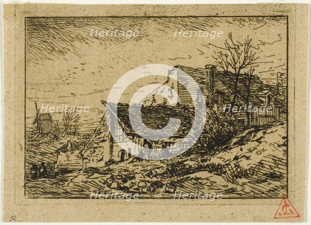 Landscape with Peasant Dwellings and Mill, 1846. Creator: Charles Emile Jacque.